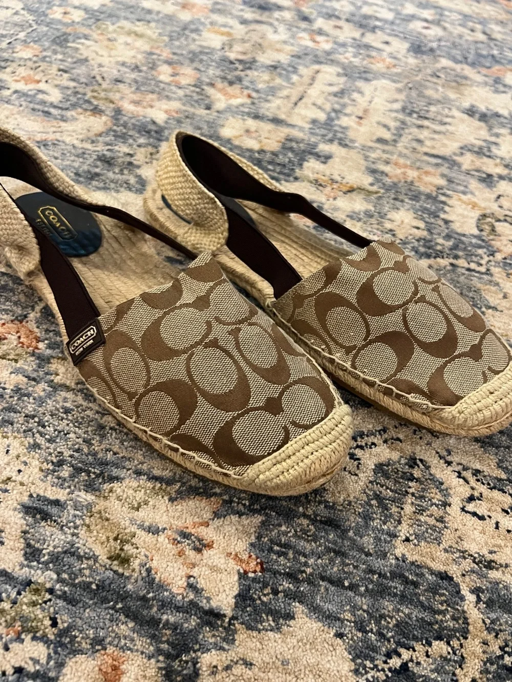 Coach Signature Canvas Espadrille Slingbacks in Brown/Tan